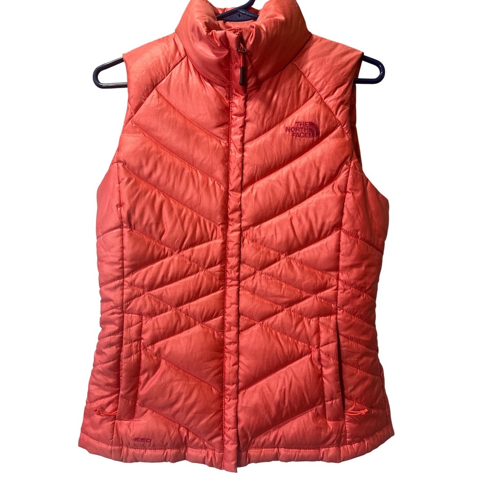 The North Face 550 Down Vest Women's Small Coral Pink Puffer Quilted Lightweight